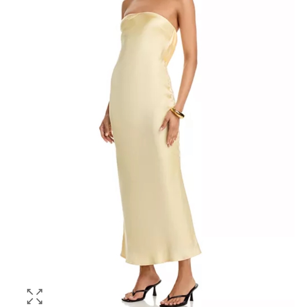 Fore strapless Satin Slip Dress in Pale Yellow
